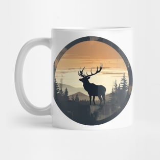 Silent Majesty: Lone Elk Amidst the Peaks Mug